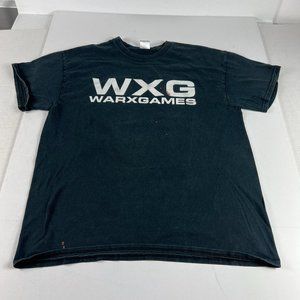 WXG WARXGAMES Hardcore Band Shirt Large Black Faded Thrashed Double Sided Tee